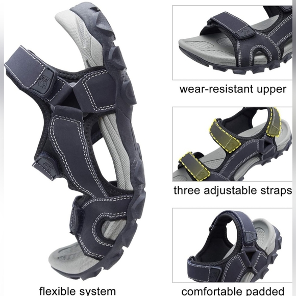 CAMEL CROWN Men's Synthetic Leather Sandals Open-Toe Beach Sandal Waterp… - Picture 4 of 6